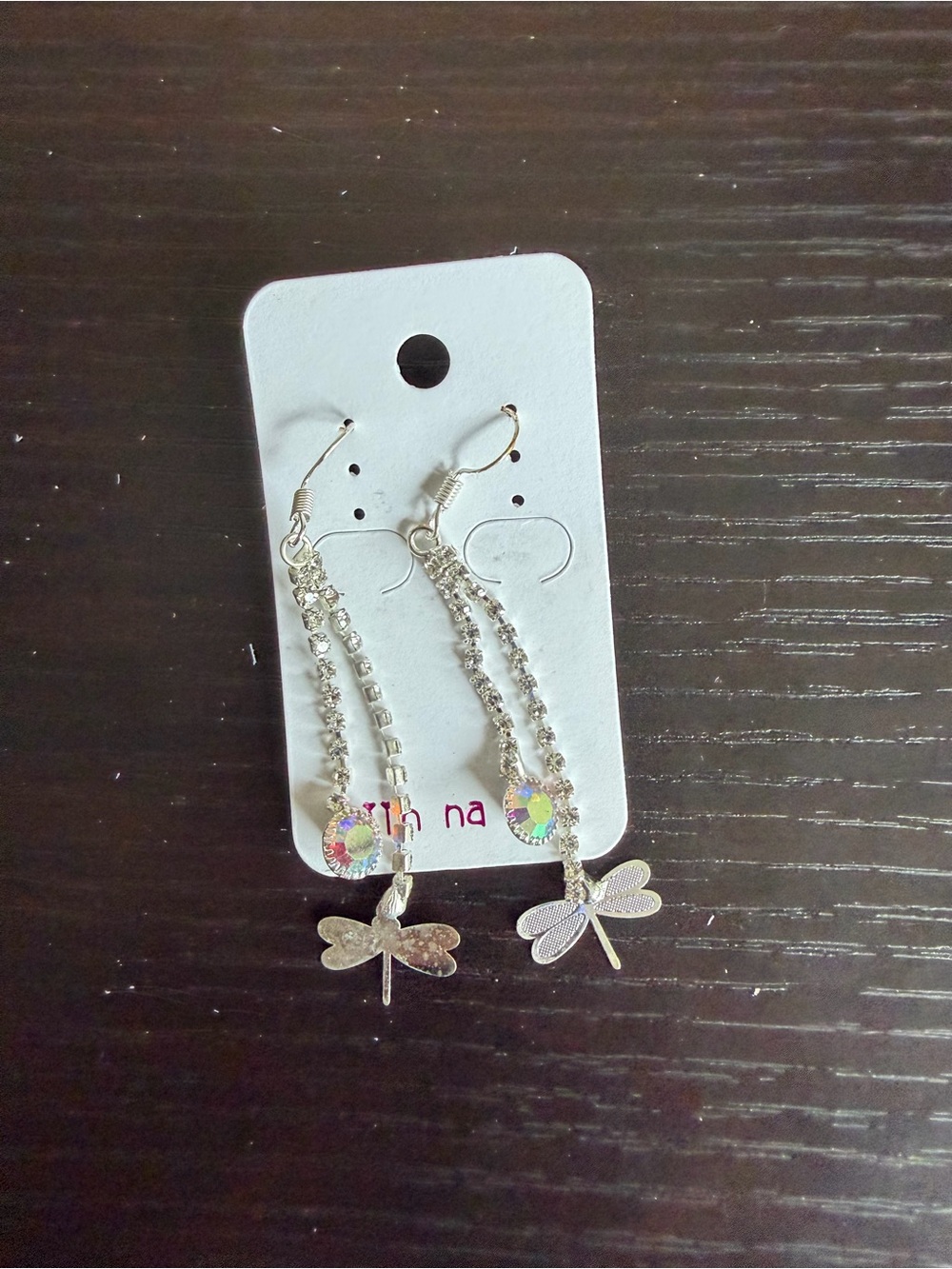 Silver-tone Dragonfly Dangle Earrings with Crystal Accents
